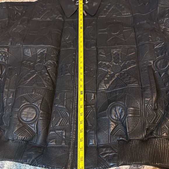 Al Wissam Black Embossed Leather Bomber Jacket Size 56 Luxury Sweet Wear Black - Picture 13 of 13
